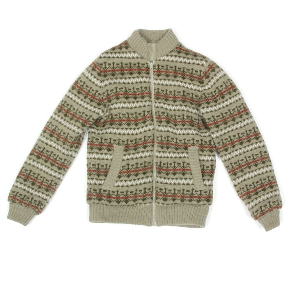 Vintage 60s Nordic Fair Isle Jacket Men's size S by B. Altman Leaf Green - 917